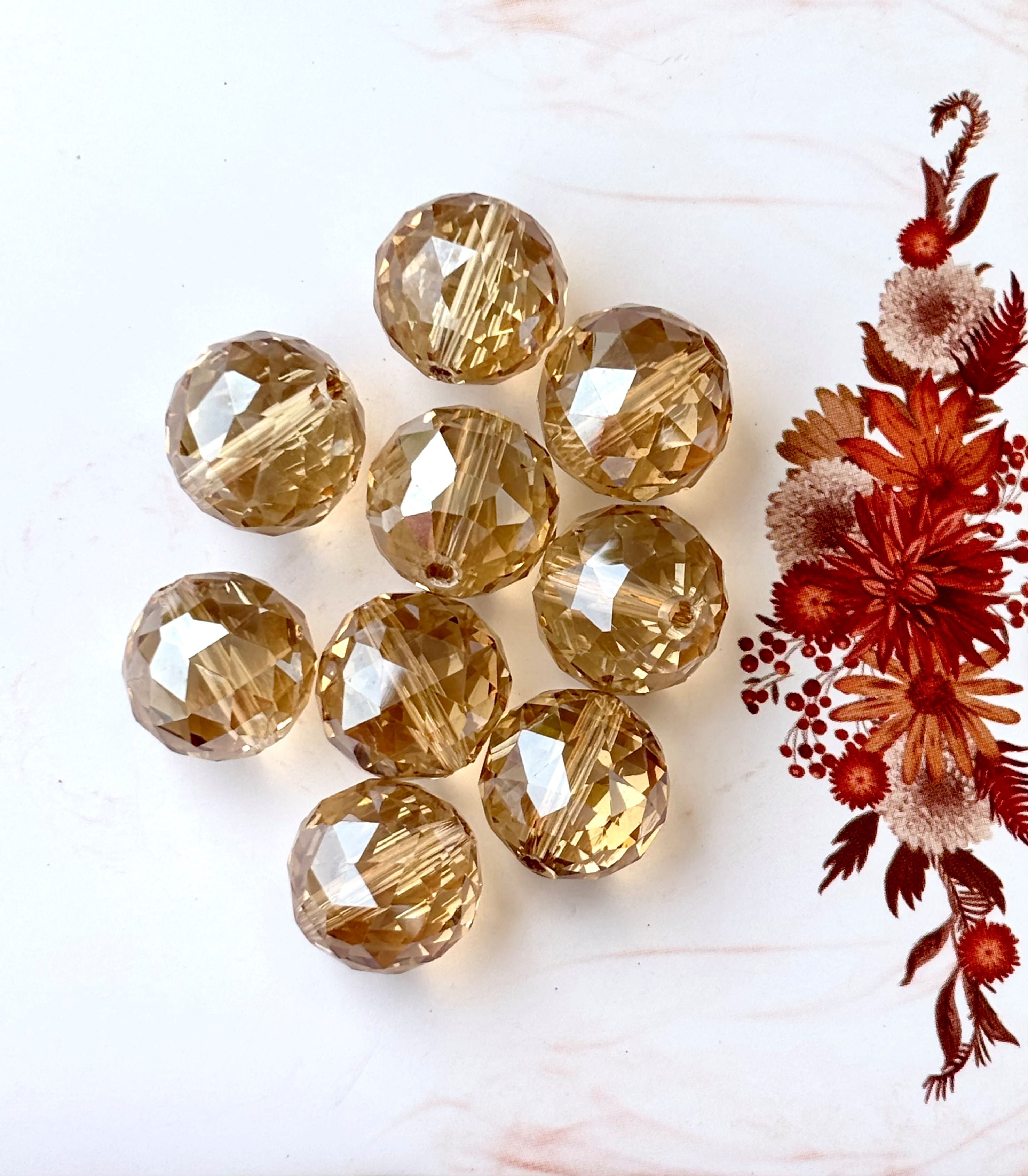 Faceted Champagne Glass Beads 20MM - Sparkling Round Jewelry Beads