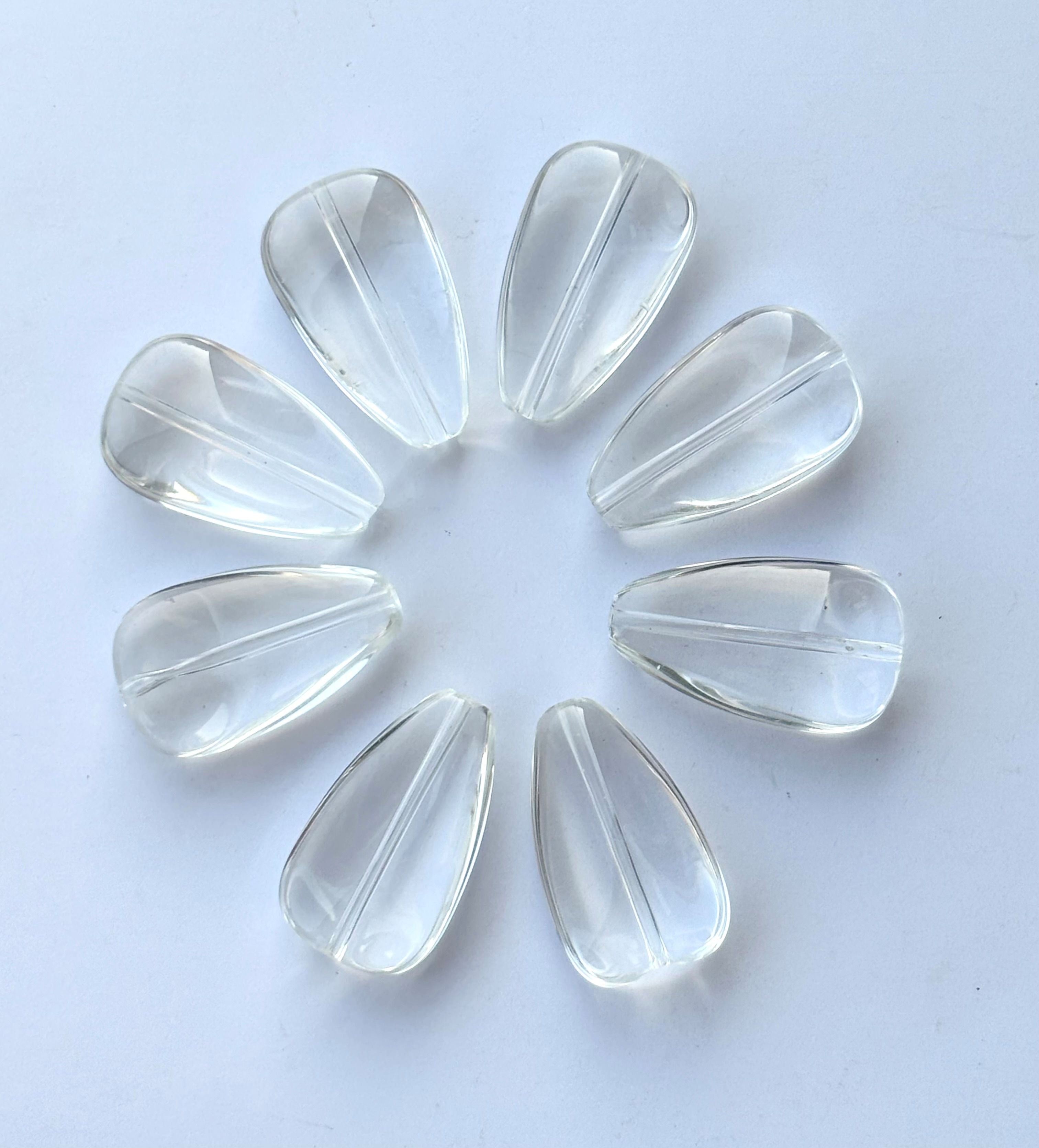 Clear White Teardrop Glass Beads