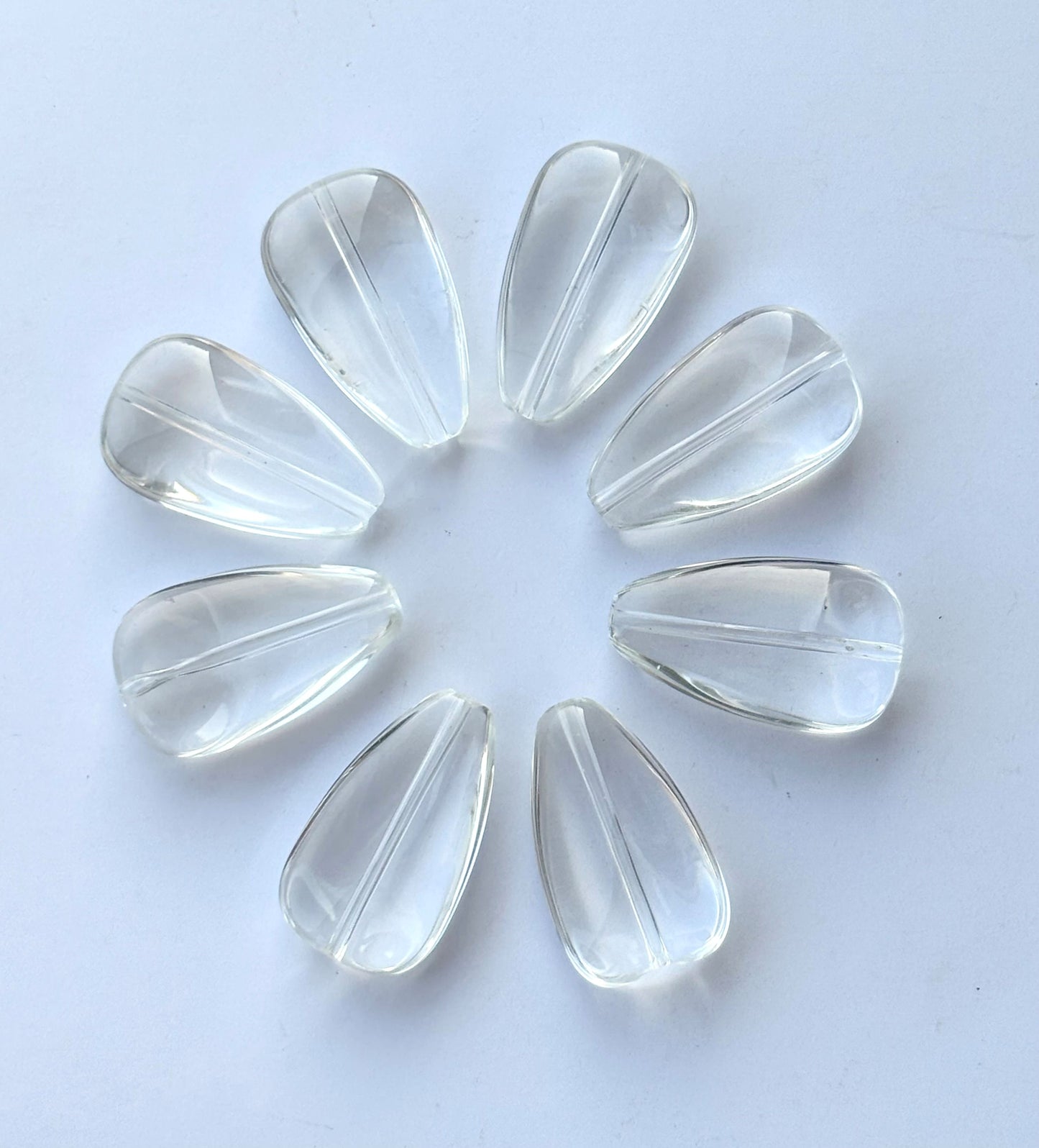 Clear White Teardrop Glass Beads
