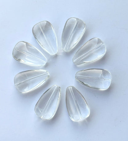 Clear White Teardrop Glass Beads