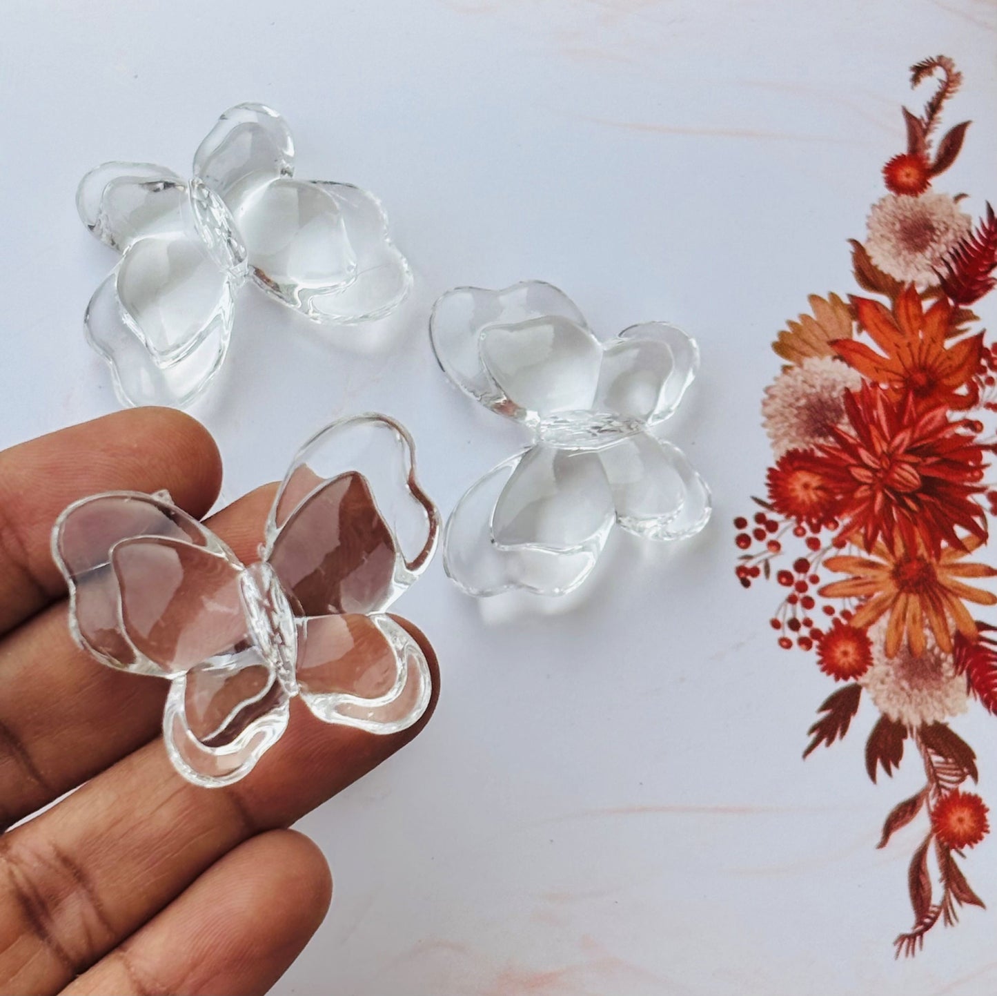 Clear Acrylic Butterfly Beads