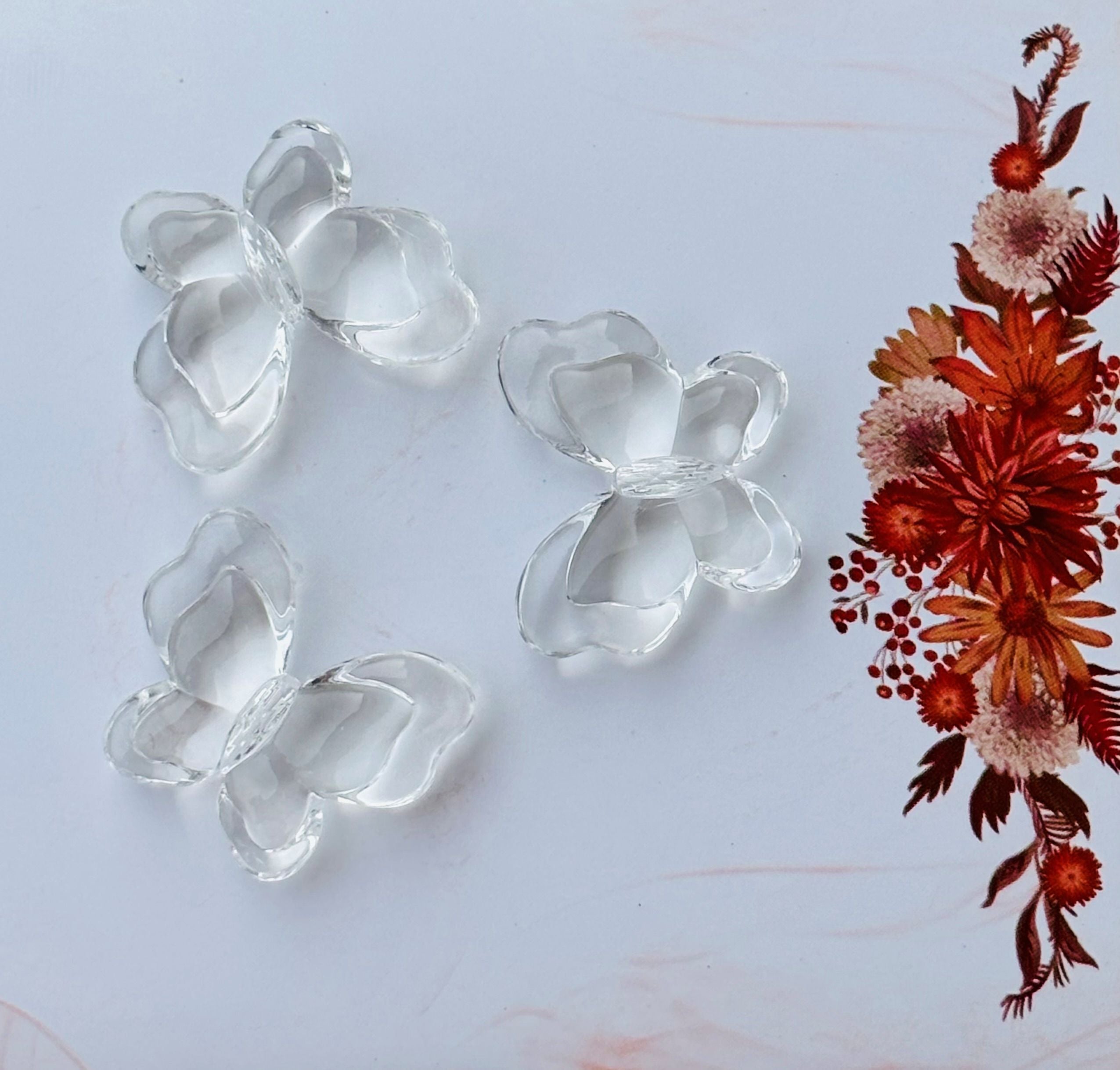 Clear Acrylic Butterfly Beads
