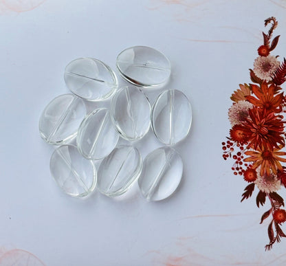 Clear Oval Beads with Smooth Flat Coin Finish