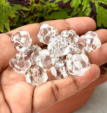 Faceted Clear Acrylic Flower Beads for Jewelry Making
