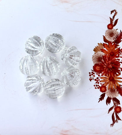 Acrylic Clear 16MM Ball Cut - Ribbed Pumkin Beads
