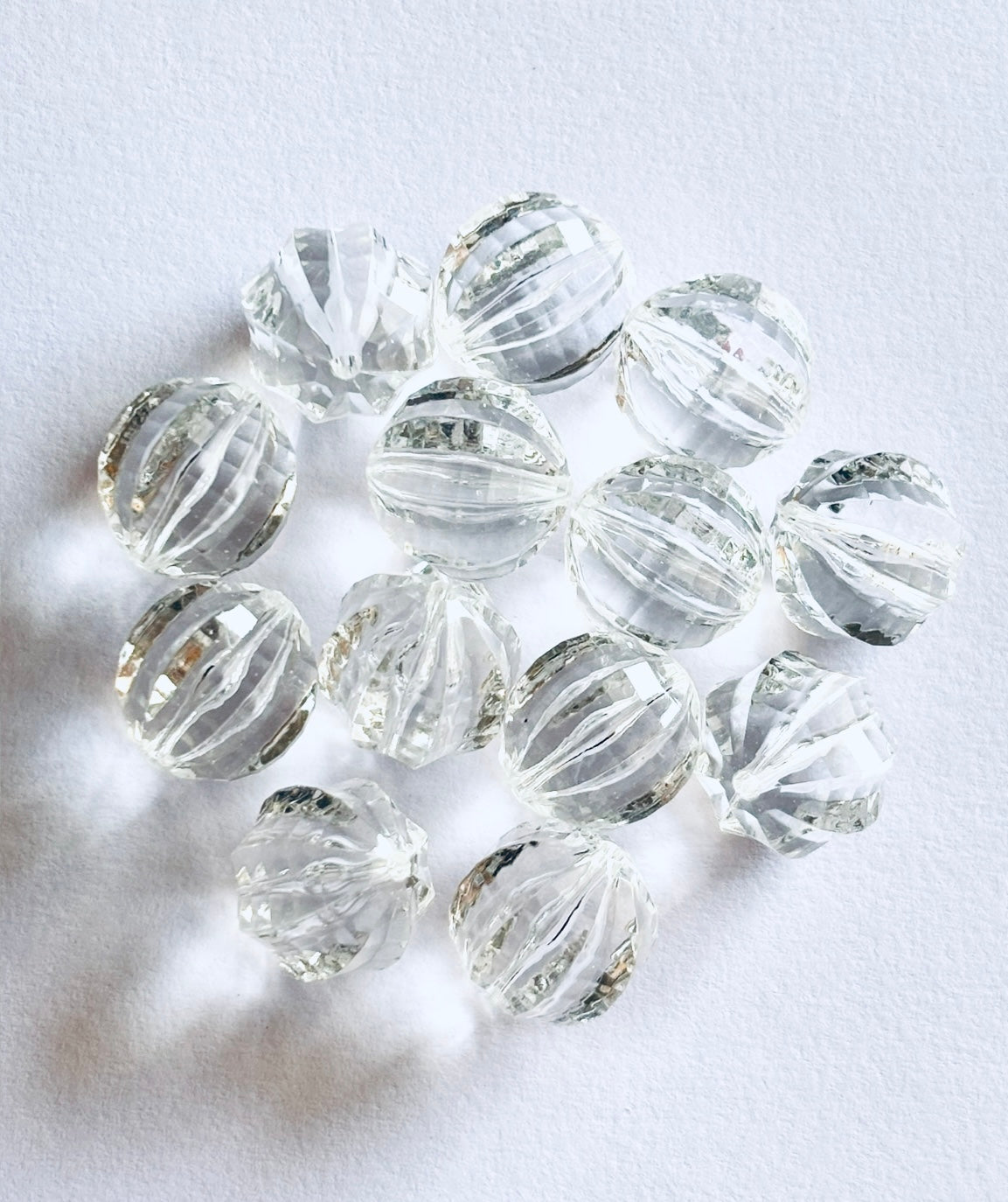 Acrylic Clear 14MM Ball Cut - Ribbed Pumkin Beads