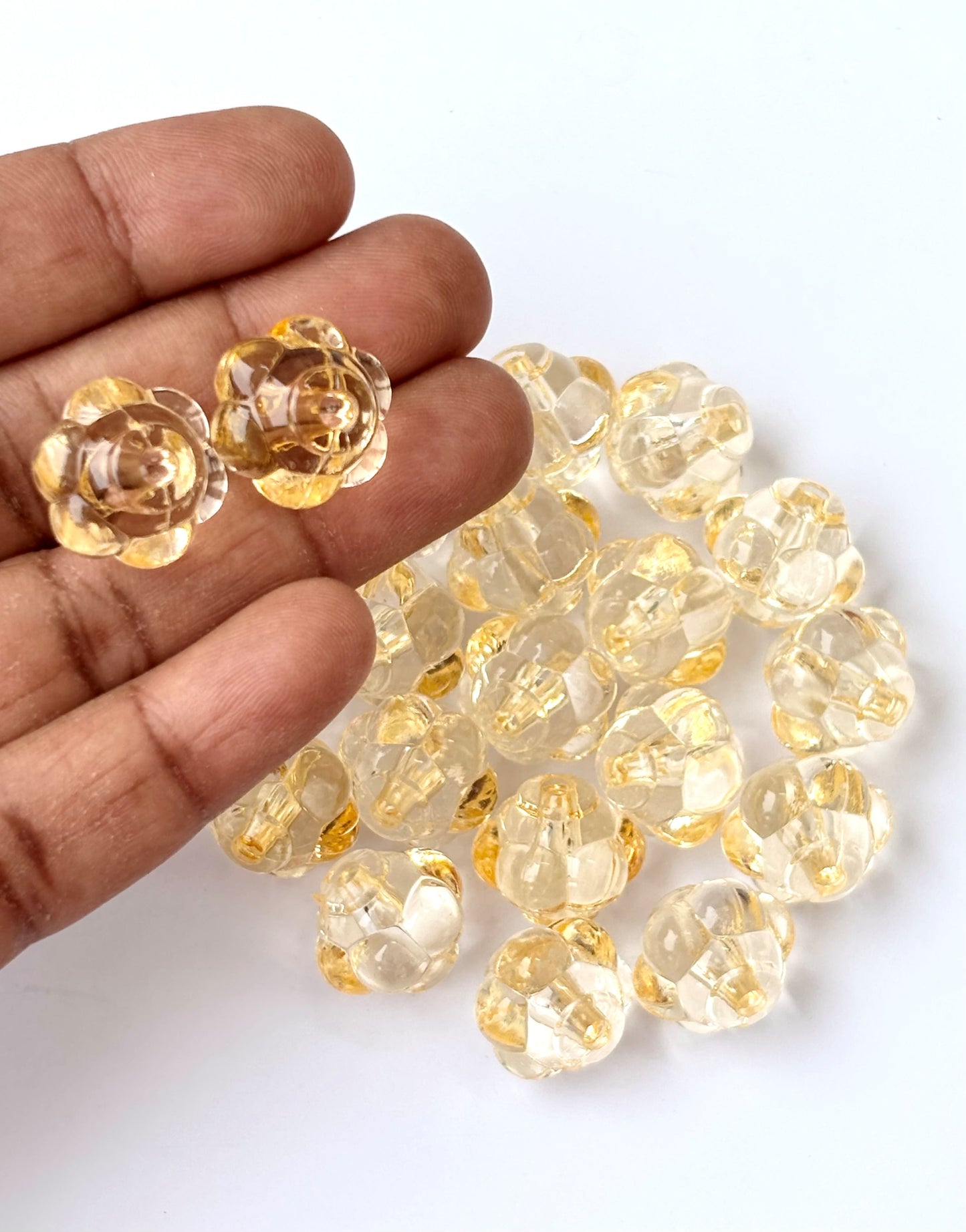 Light Amber Gold Acrylic Flower Beads for Jewelry Making