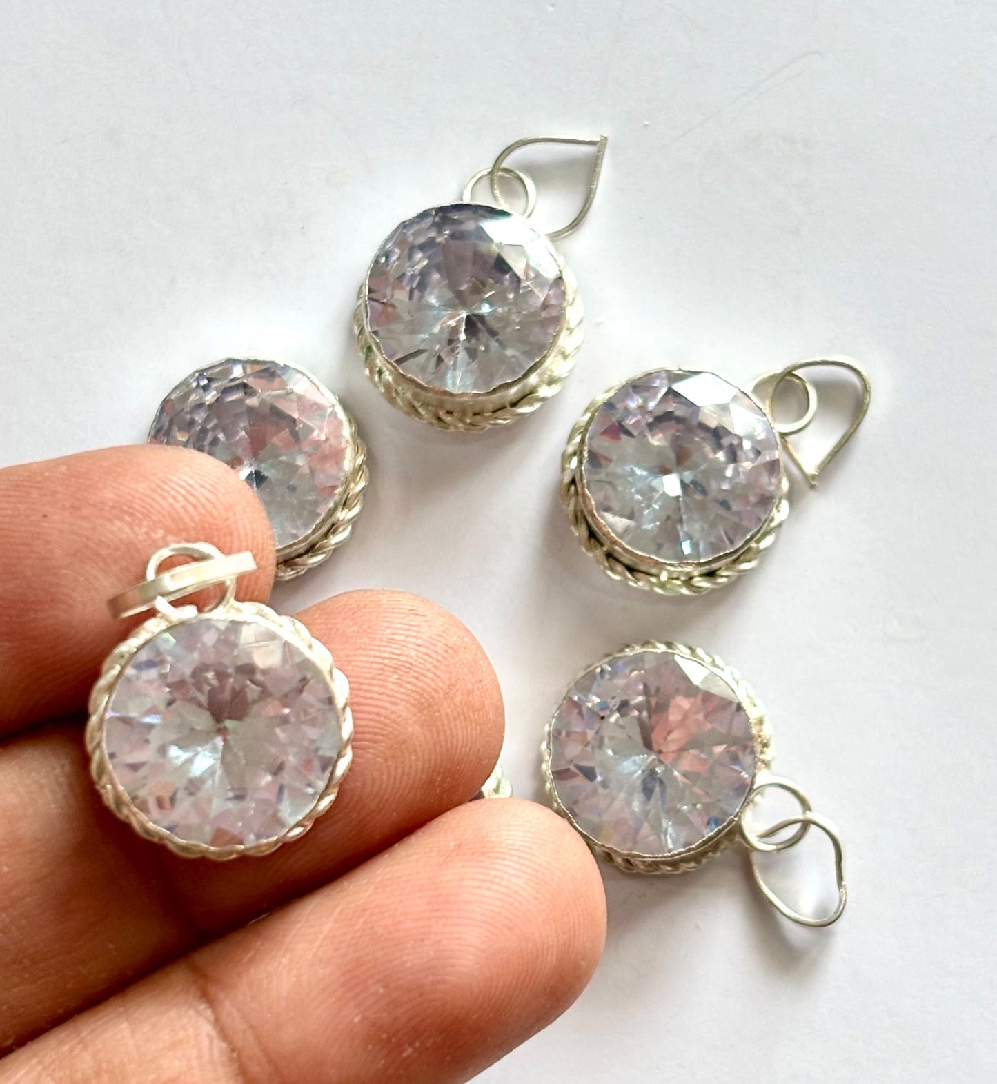 Sparkling Faceted Clear Stone Pendants