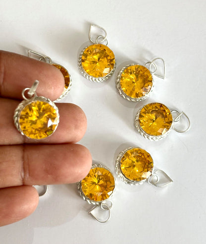 Sparkling Faceted Golden Yellow Stone Pendants