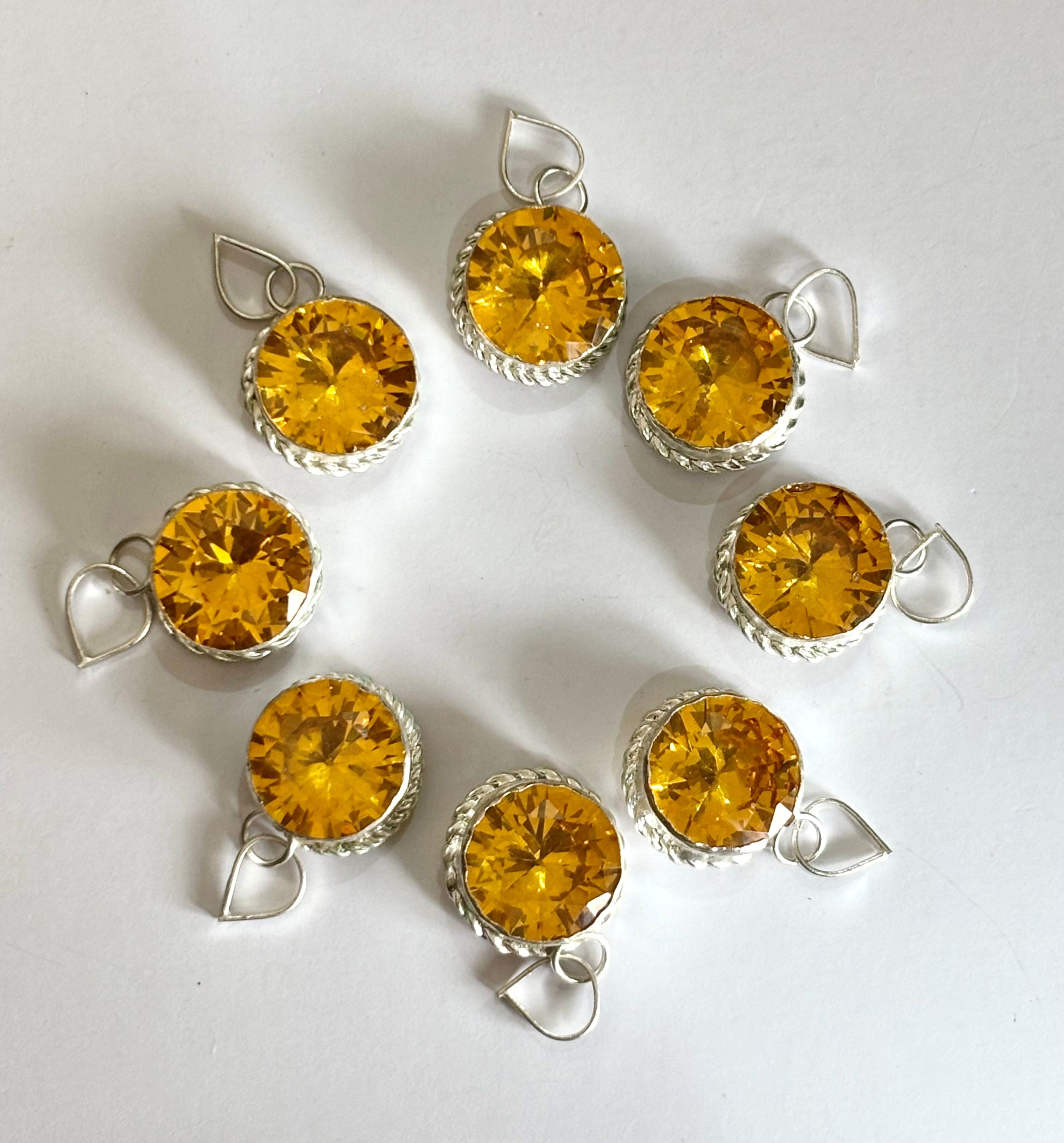 Sparkling Faceted Golden Yellow Stone Pendants