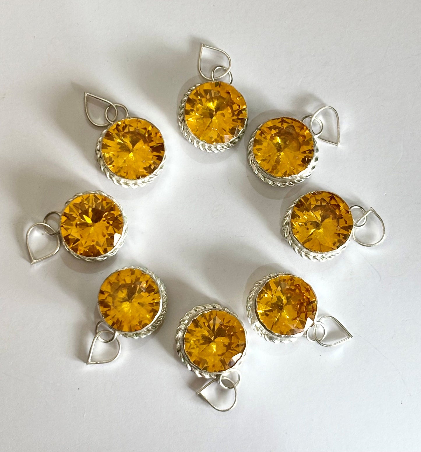 Sparkling Faceted Golden Yellow Stone Pendants