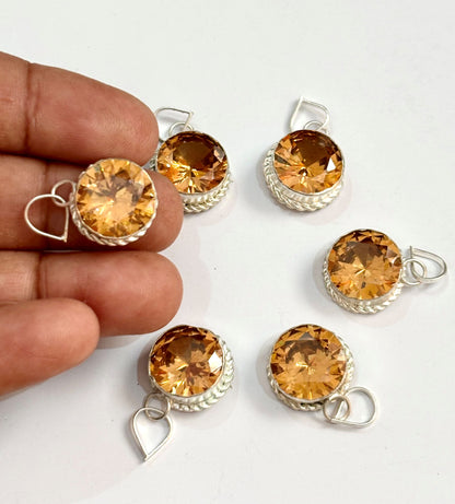 Sparkling Faceted Orange Color Stone Pendants