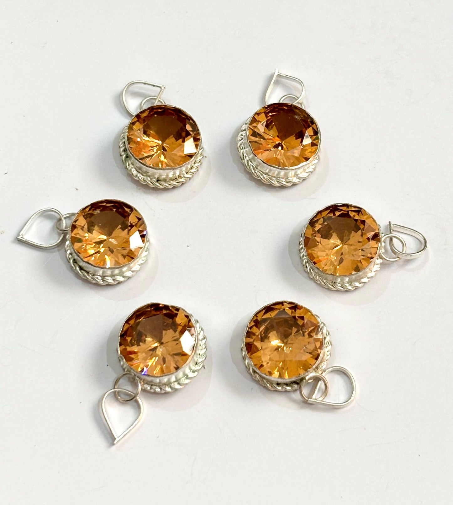 Sparkling Faceted Orange Color Stone Pendants