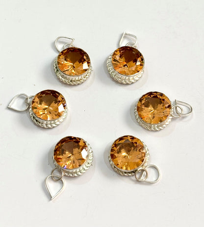 Sparkling Faceted Orange Color Stone Pendants
