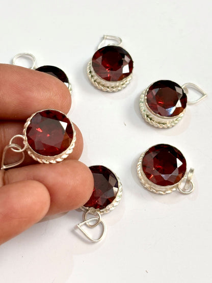 Sparkling Faceted Maroon Stone Pendants