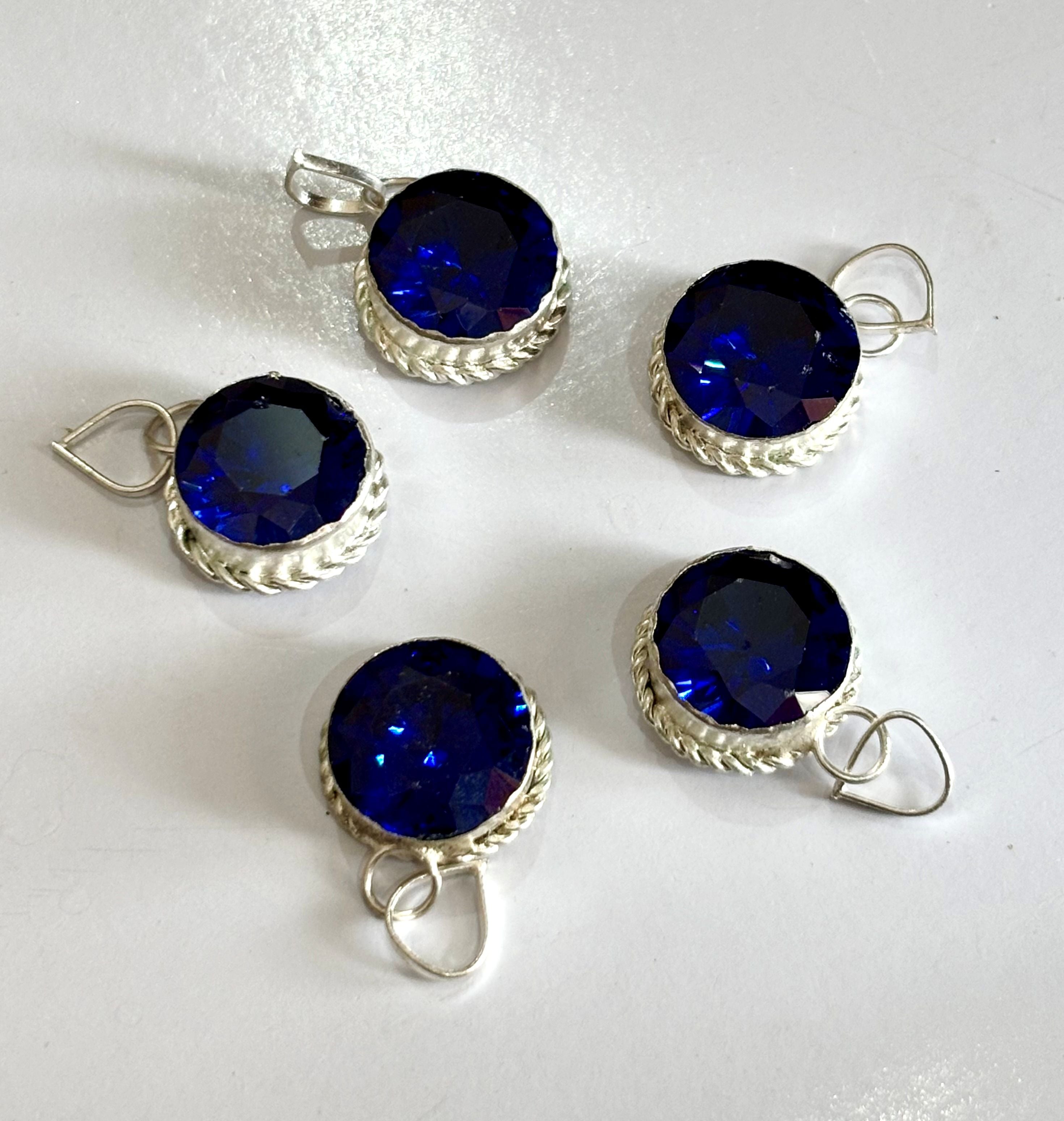 Sparkling Faceted Cobalt Blue Stone Pendants