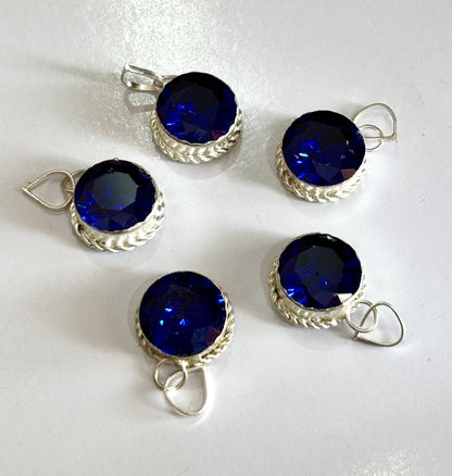 Sparkling Faceted Cobalt Blue Stone Pendants