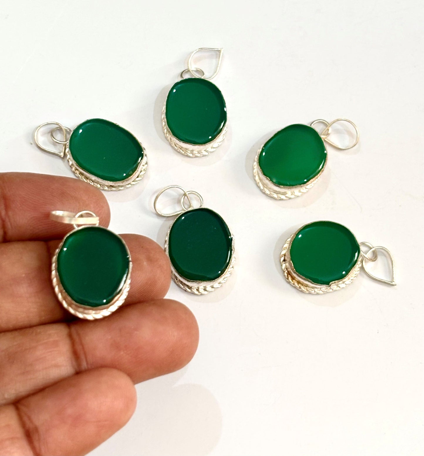 Deep Green Stone Pendants