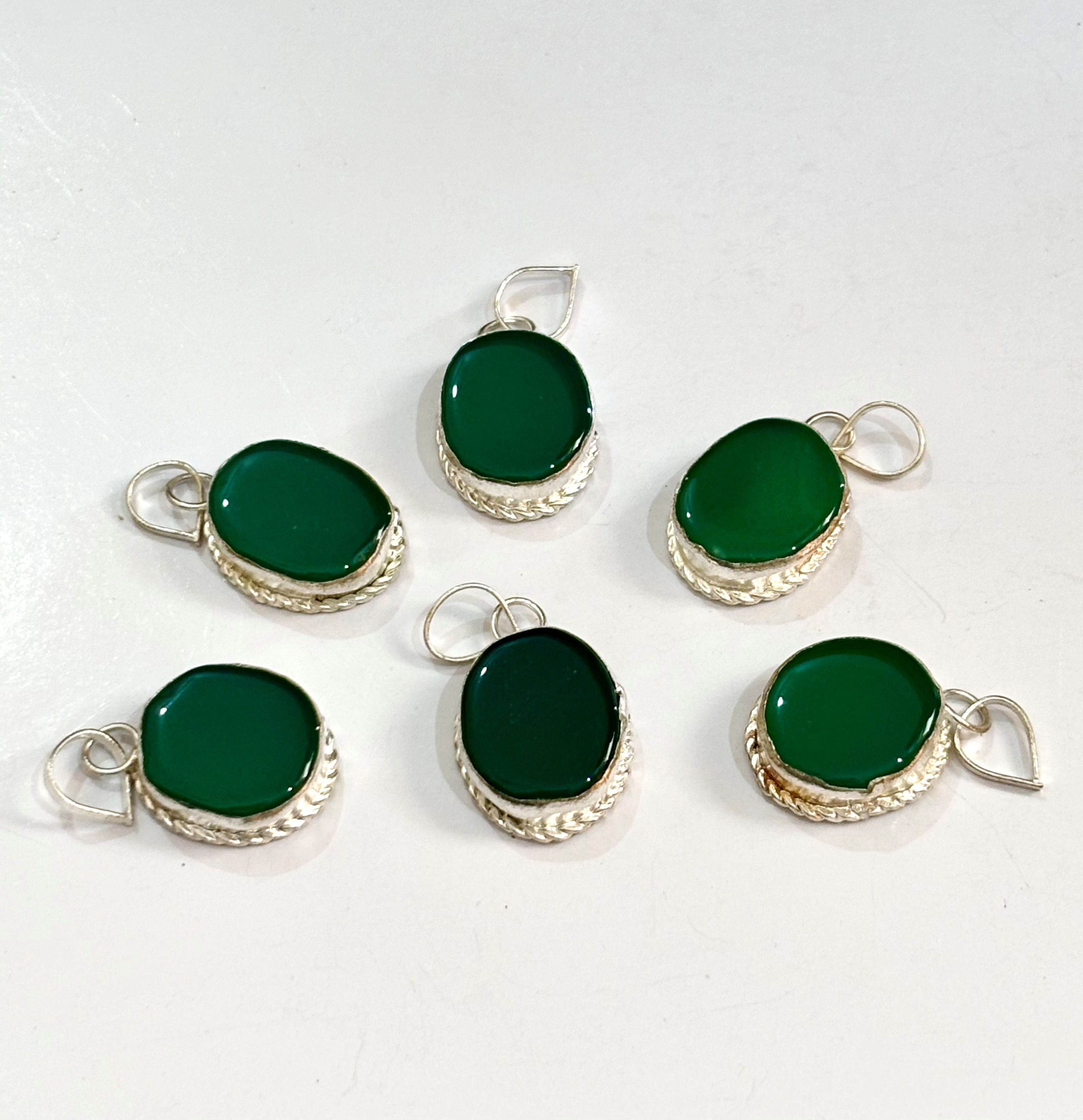 Deep Green Stone Pendants