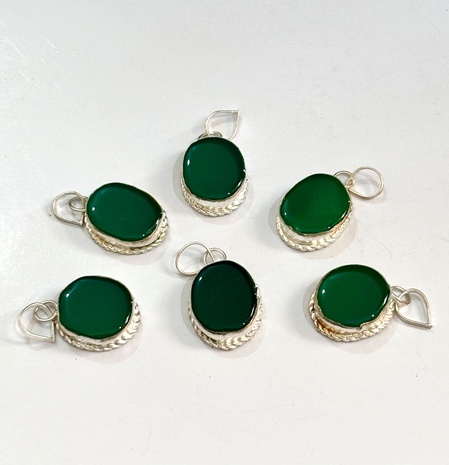 Deep Green Stone Pendants