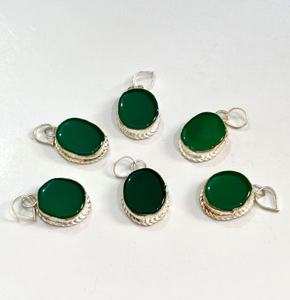 Deep Green Stone Pendants