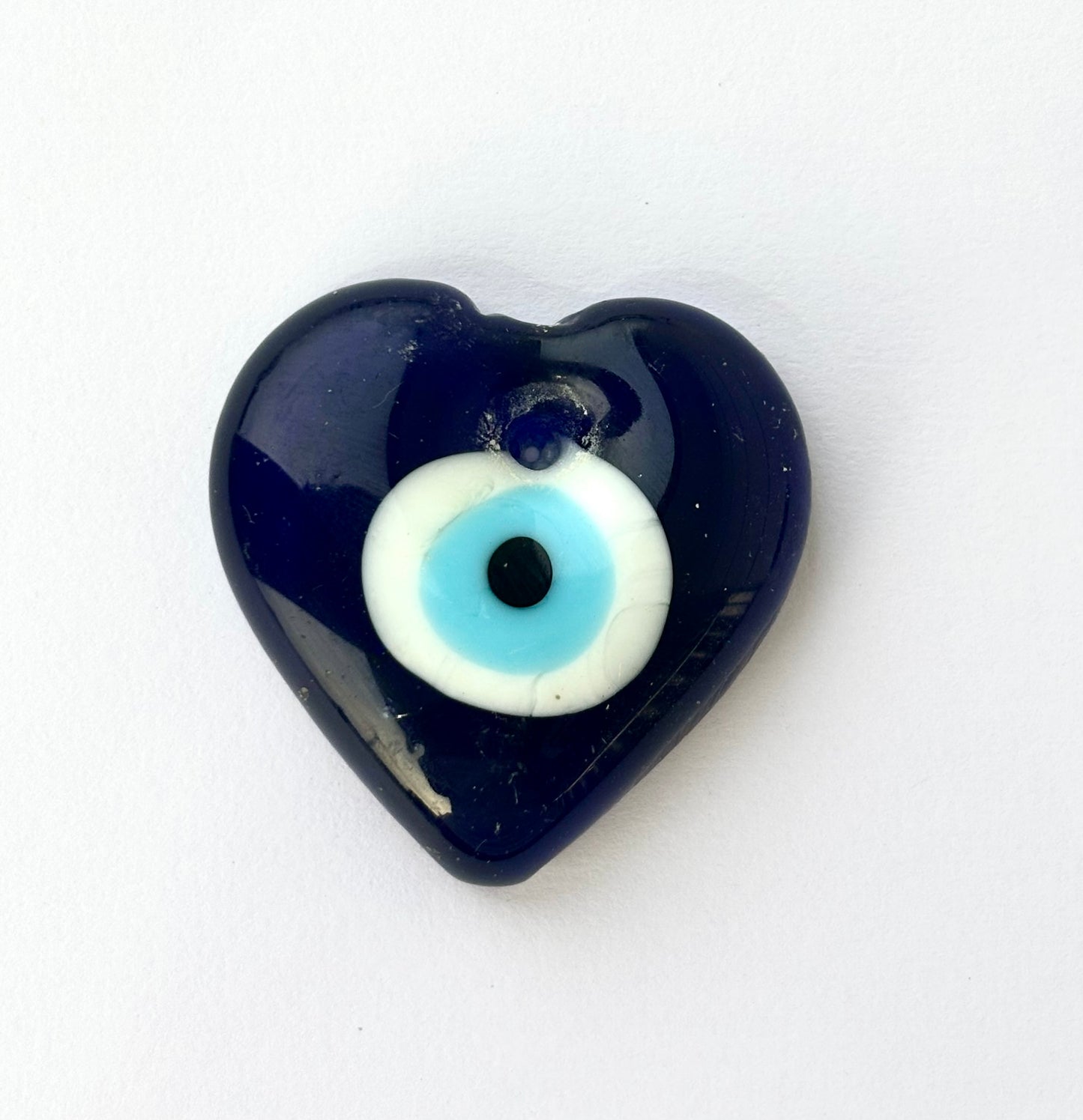 Heart-Shaped Blue Evil Eye Glass Charm 36MM - Love and Protection