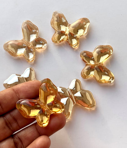 Luminous Amber Glass Butterfly Beads for Jewelry Making