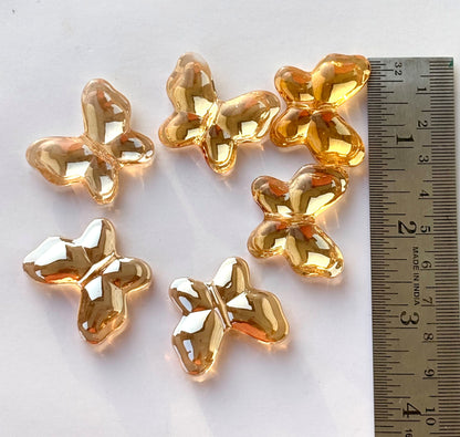 Luminous Amber Glass Butterfly Beads for Jewelry Making