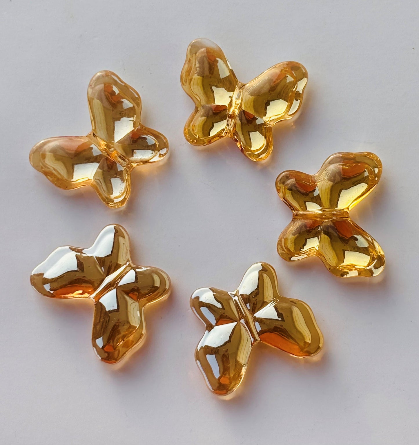 Luminous Amber Glass Butterfly Beads for Jewelry Making