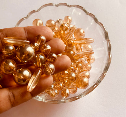 Assorted Champagne Glass Beads Mix For Jewelry Making