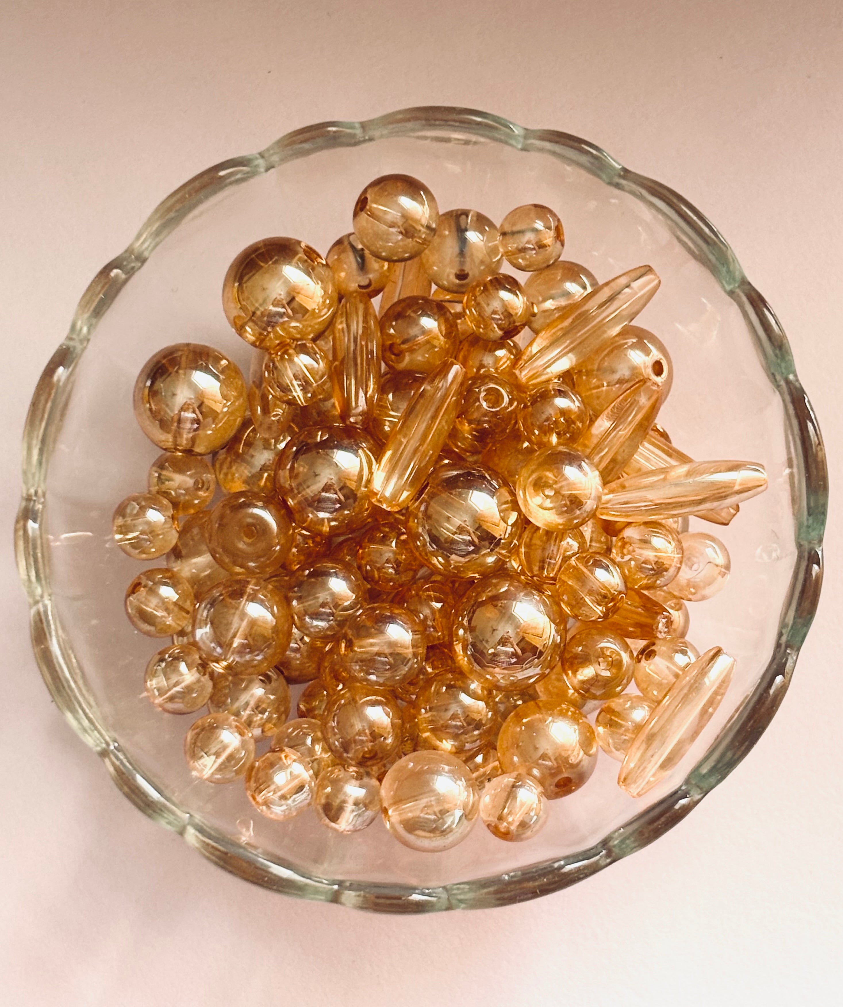 Assorted Champagne Glass Beads Mix For Jewelry Making