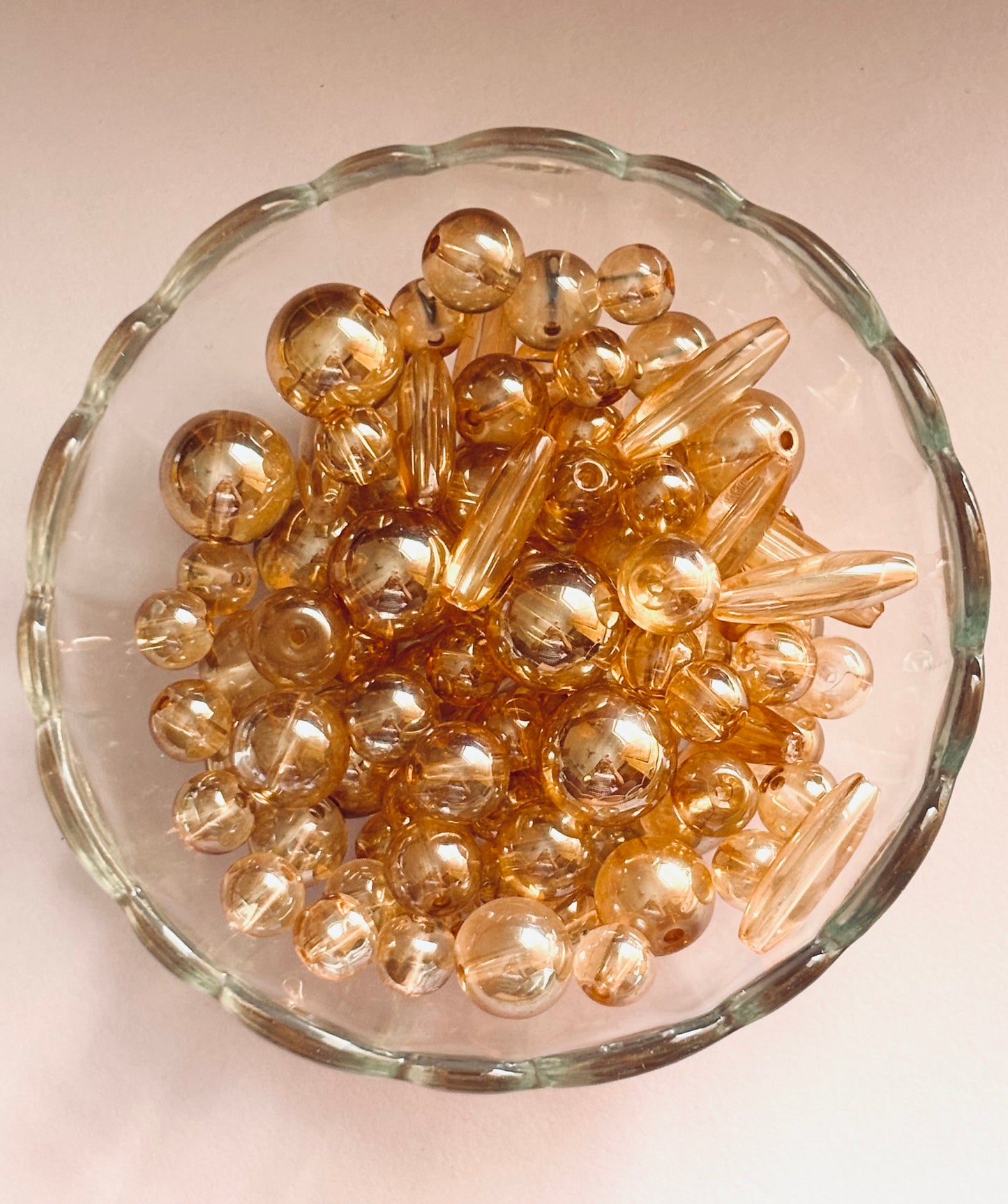 Assorted Champagne Glass Beads Mix For Jewelry Making