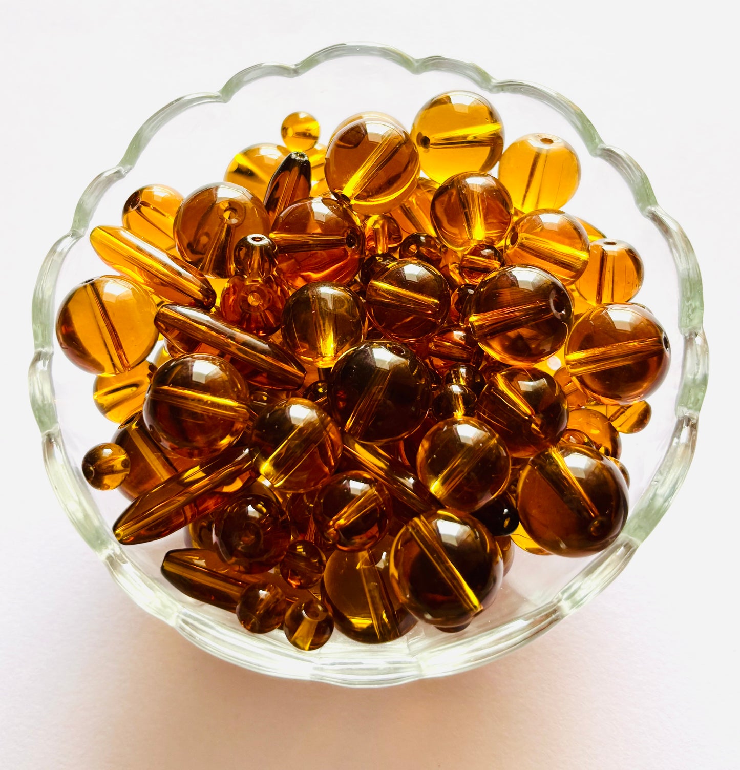 Assorted Amber Brown Glass Beads Mix For Jewelry Making