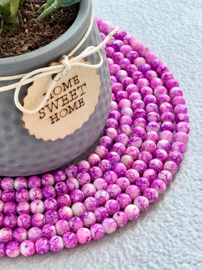 Pink and Purple Marbled Beads for Jewelry Making