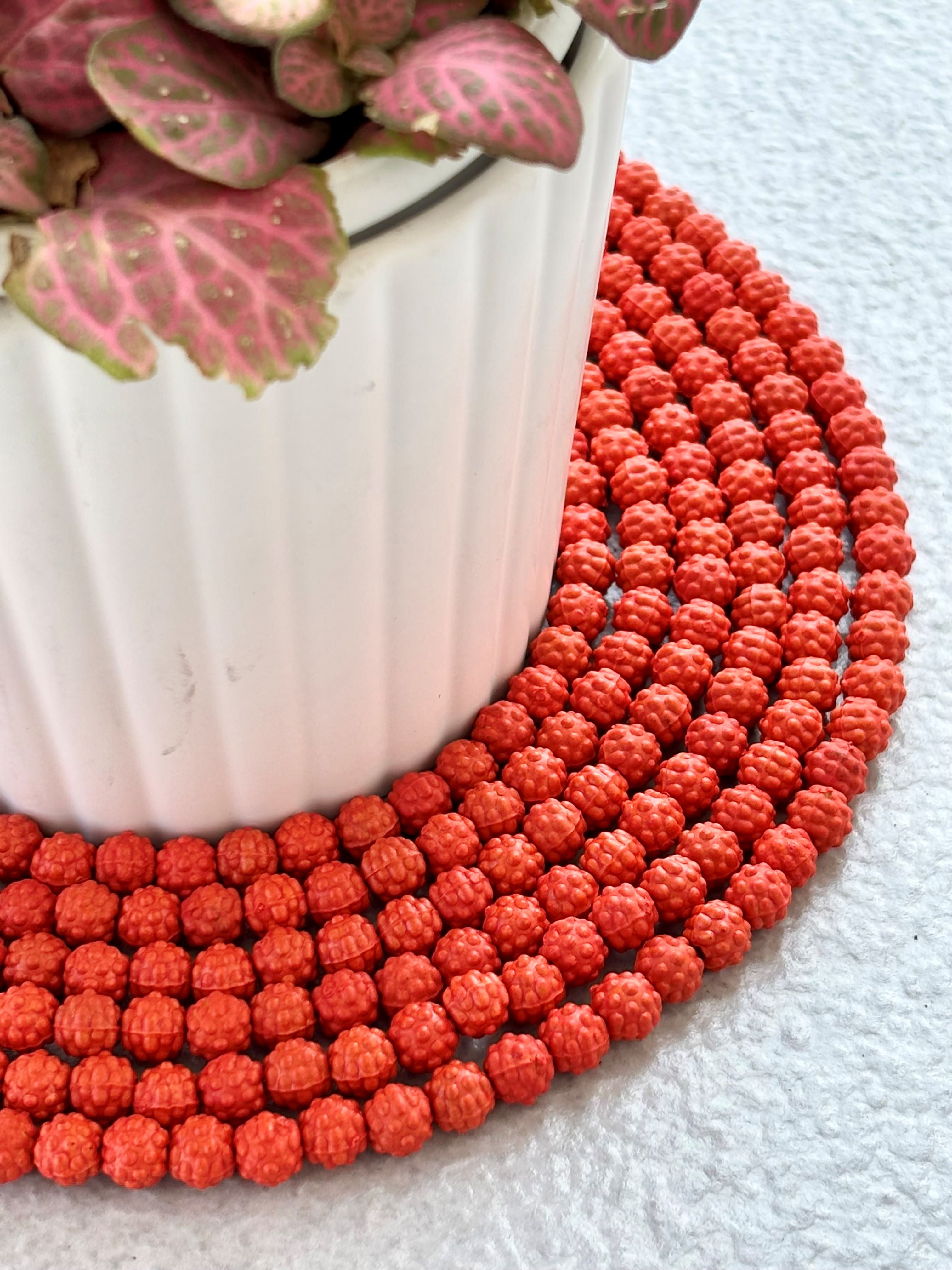 Orange Artificial Rudraksha Beads For Jewelry Making