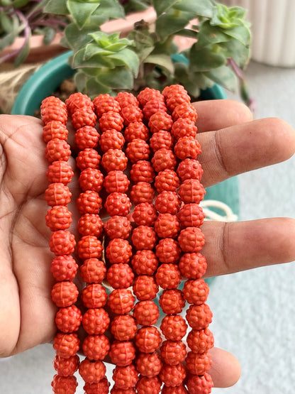 Orange Artificial Rudraksha Beads For Jewelry Making