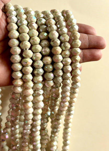 Iridescent Pista Green Faceted Acrylic Beads For Jewelry Making