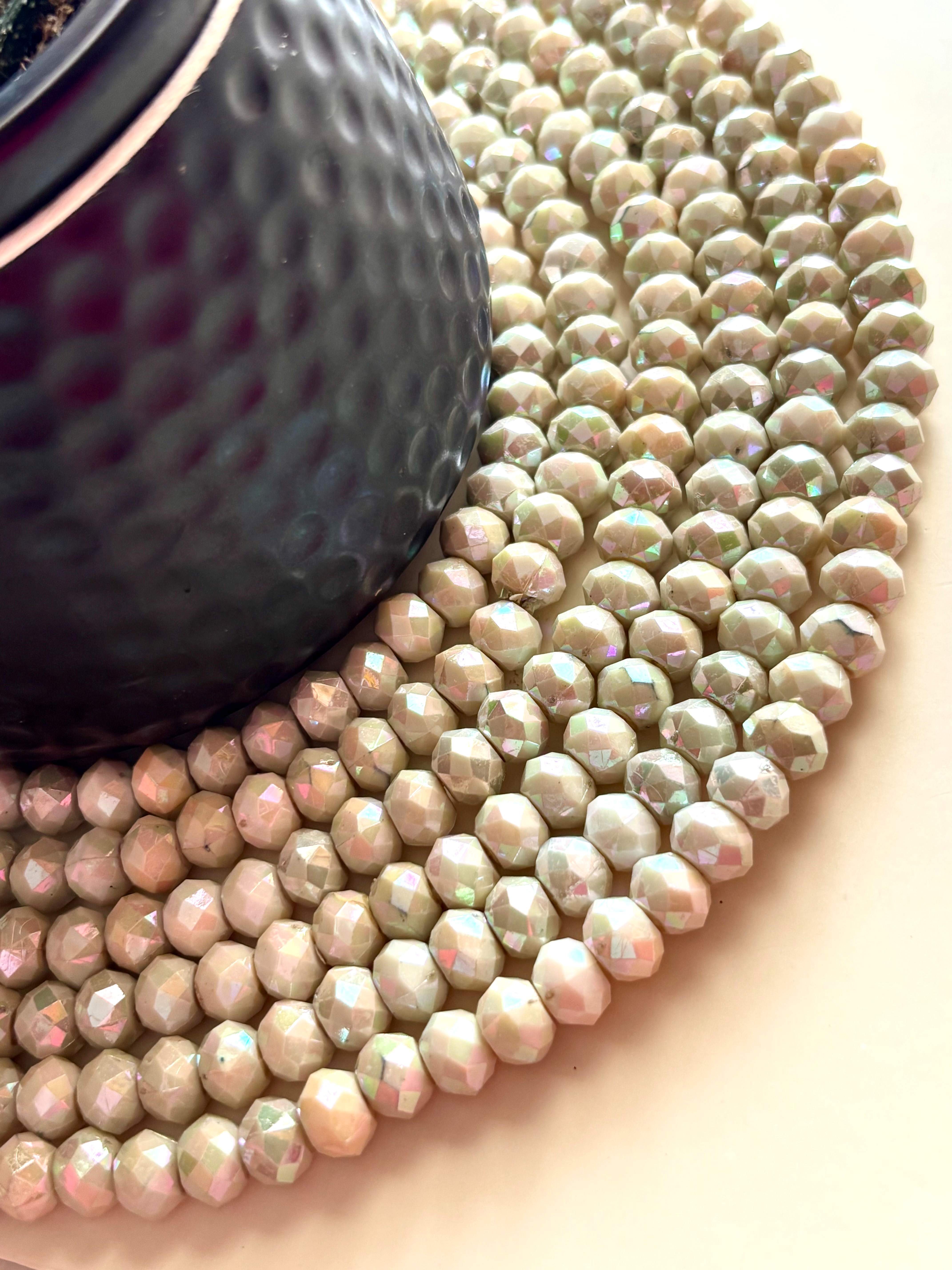 Iridescent Pista Green Faceted Acrylic Beads For Jewelry Making