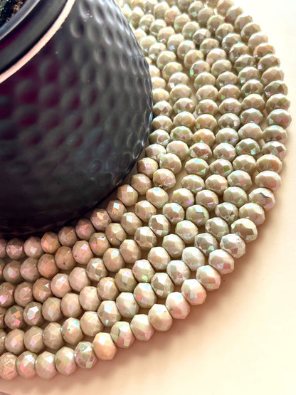 Iridescent Pista Green Faceted Acrylic Beads For Jewelry Making