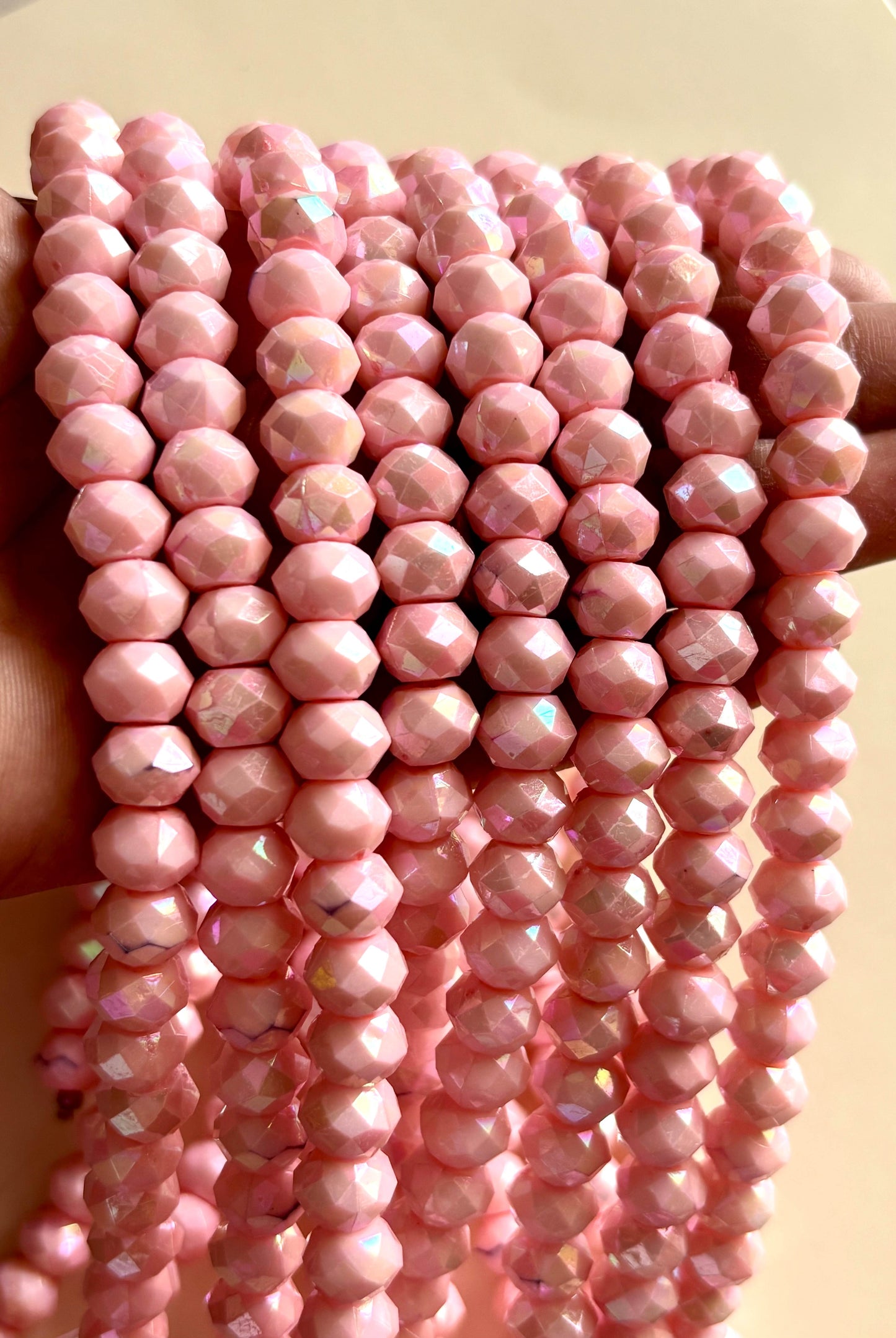 Iridescent Pink Faceted Acrylic Beads For Jewelry Making