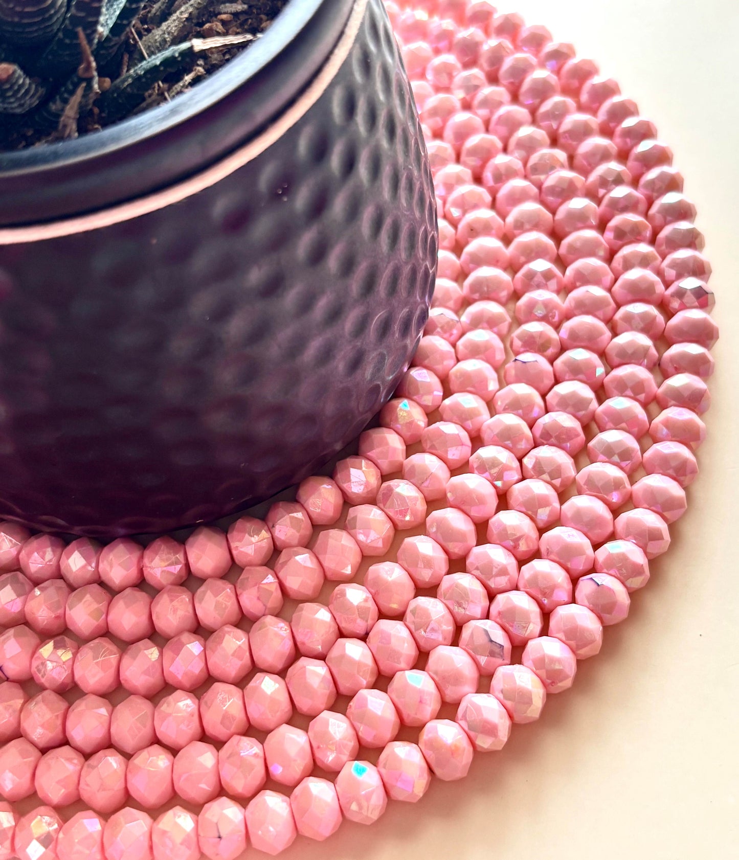 Iridescent Pink Faceted Acrylic Beads For Jewelry Making