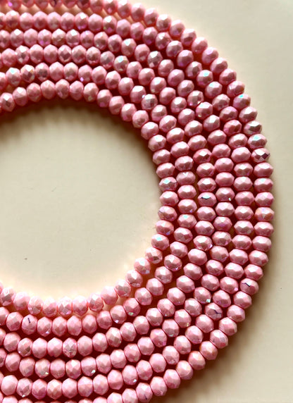 Iridescent Pink Faceted Acrylic Beads For Jewelry Making