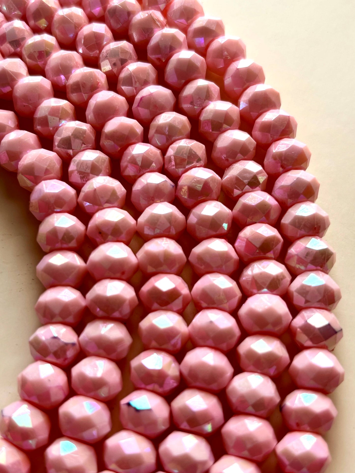 Iridescent Pink Faceted Acrylic Beads For Jewelry Making