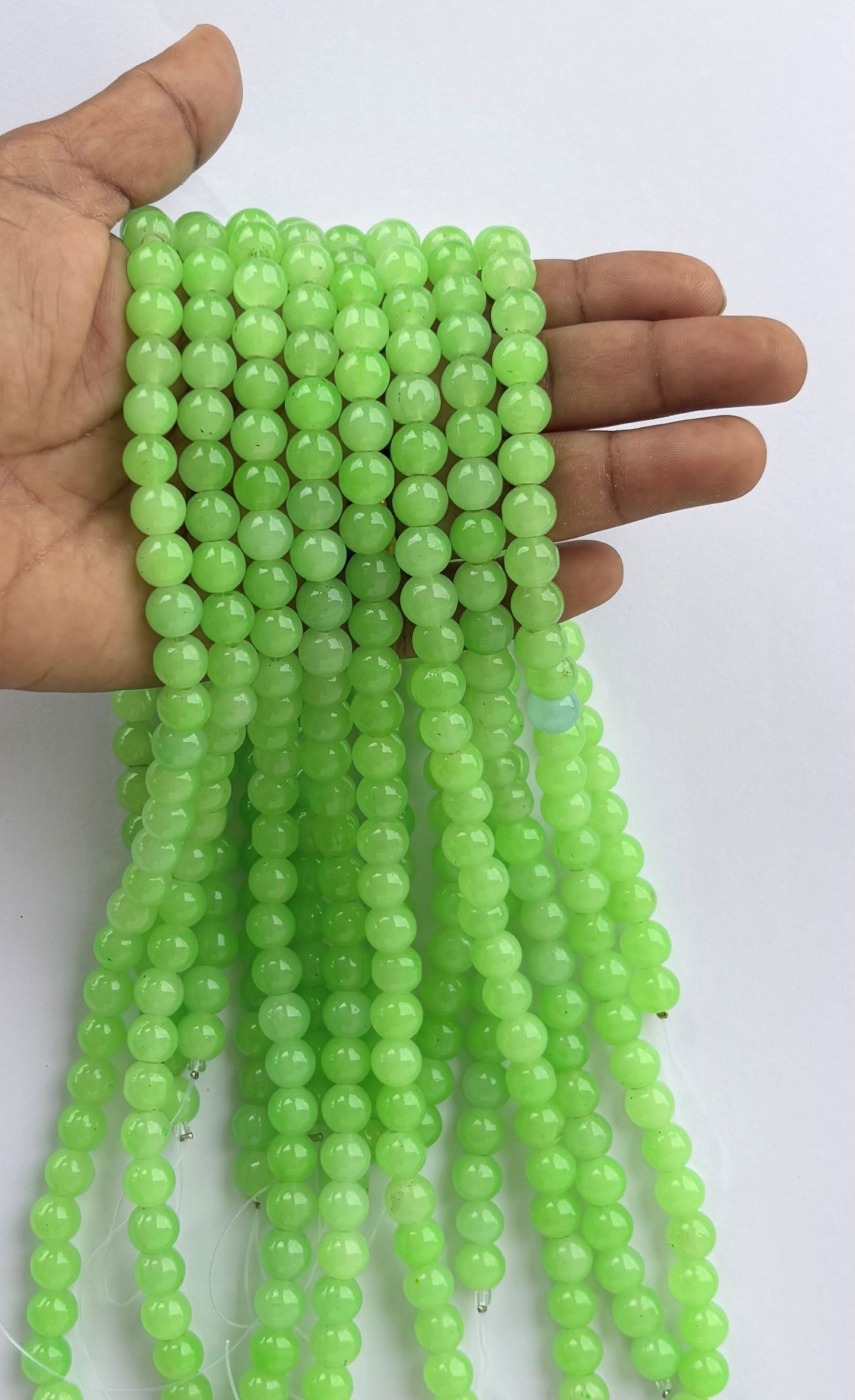 Smooth Round Light Green Jelly Beads for Craft and Jewelry Making Supplies