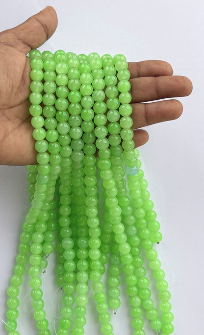 Smooth Round Light Green Jelly Beads for Craft and Jewelry Making Supplies