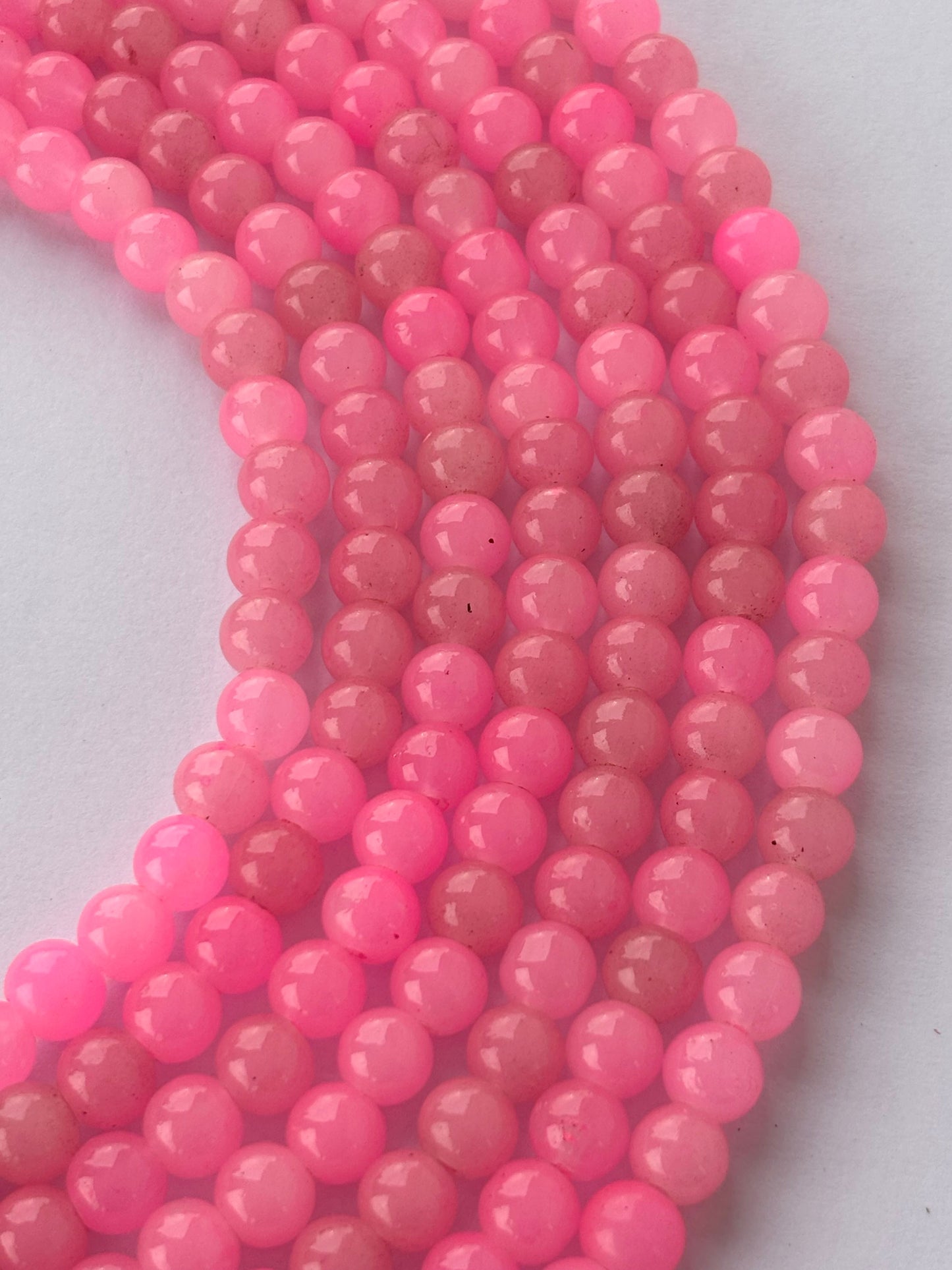Smooth Round Pink Jelly Beads for Craft and Jewelry Making Supplies