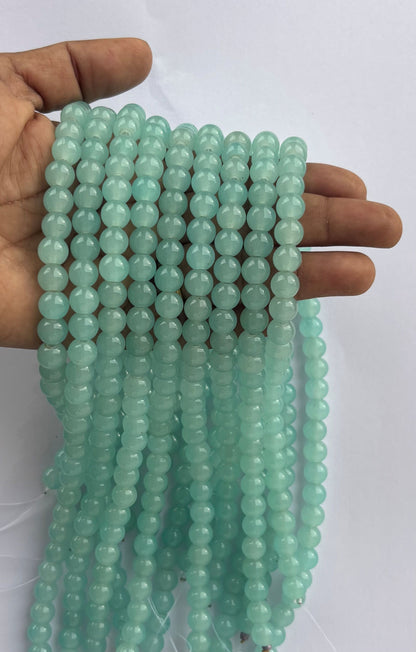 Smooth Round Light Teal Jelly Beads for Craft and Jewelry Making Supplies