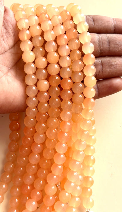 Smooth Round Light Orange Jelly Beads for Craft and Jewelry Making Supplies