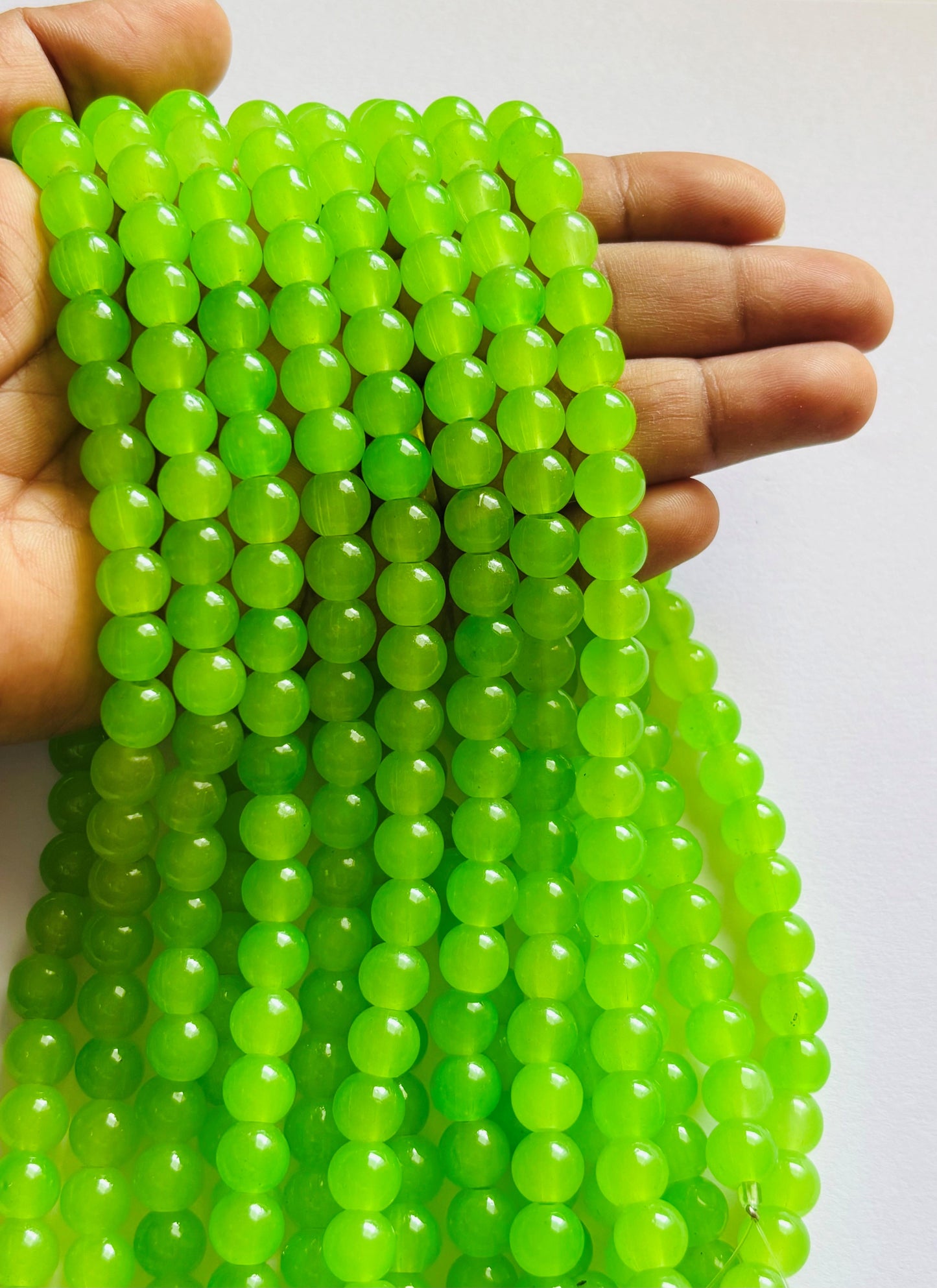 Smooth Round Parrot Green Jelly Beads for Craft and Jewelry Making Supplies