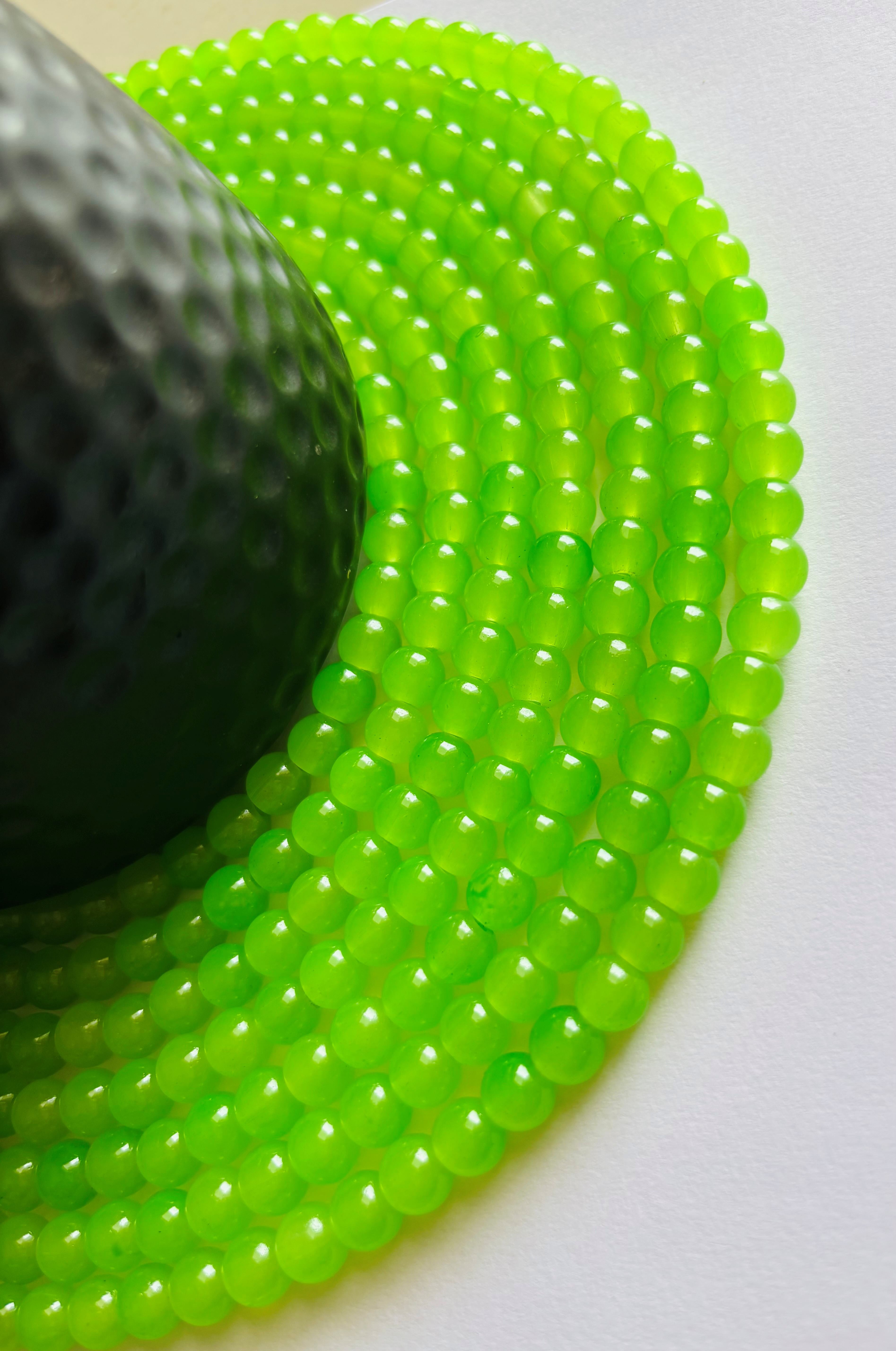 Smooth Round Parrot Green Jelly Beads for Craft and Jewelry Making Supplies